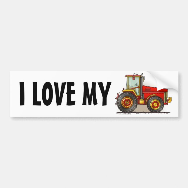 "Red Big Tractor, I LOVE MY…Bumper Stickers" Bumper Sticker (Front)