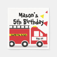 Red Big Truck Firefighter Birthday
