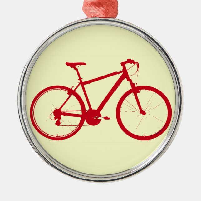red bike, cycling metal tree decoration (Front)