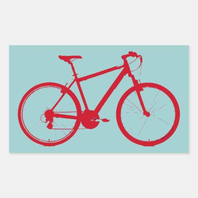 red bike, cycling rectangular sticker (Front)