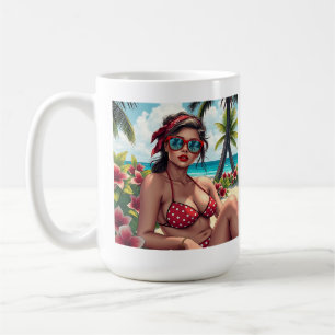 Red Bikini, Sunglasses and Bandanna Woman Coffee Mug