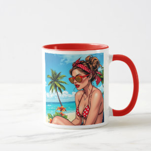 Red Bikini, Sunglasses and Bandanna Woman Mug