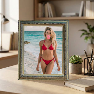 Red bikini Woman at Ocean Cute Bubble Gum Bubble Poster