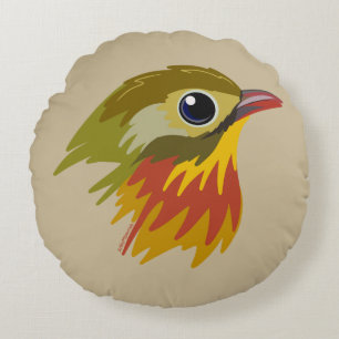 Red-Billed Leiothrix Bird—simplified Round Cushion