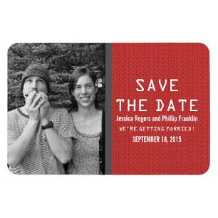 Red Binary Code Photo Save the Date Magnet