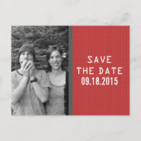 Red Binary Code Photo Save the Date Postcard