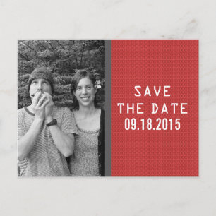 Red Binary Code Photo Save the Date Postcard