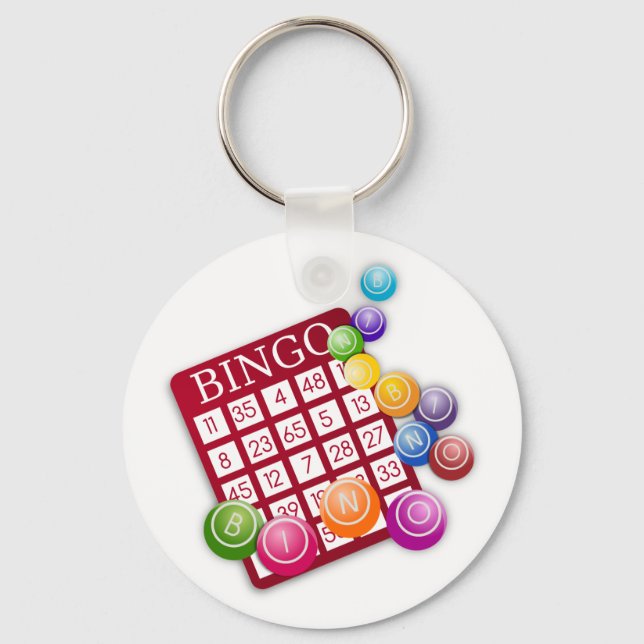 Red Bingo Card n Balls Doublesided Keychanin Key Ring (Front)