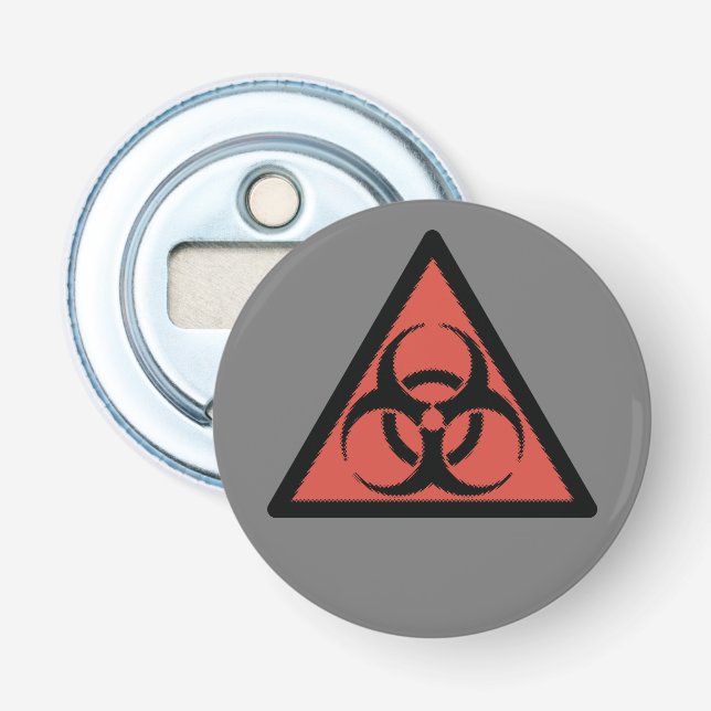 Red biohazard sign bottle opener (Front)