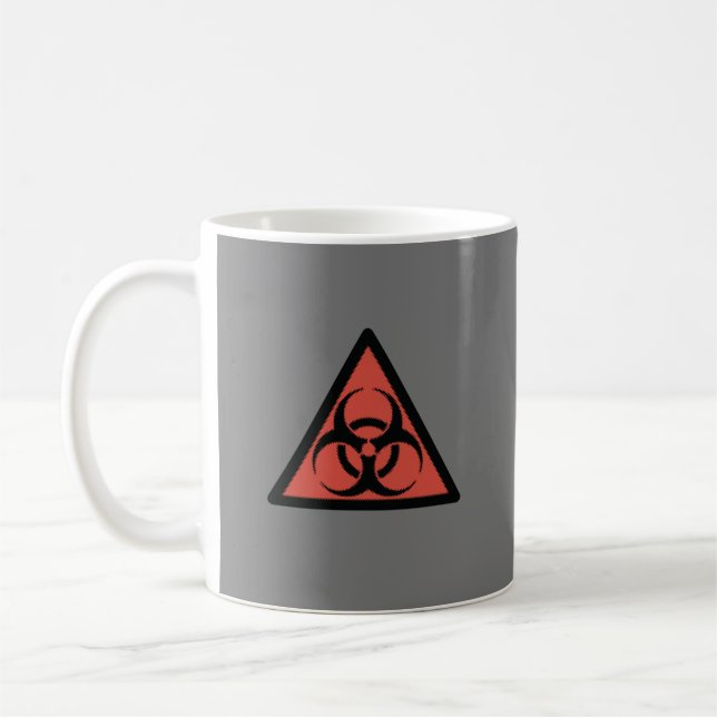 Red biohazard sign coffee mug (Left)