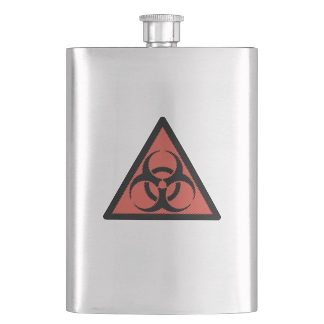 Red biohazard sign hip flask (Front)