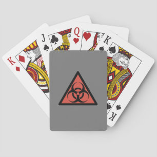 Red biohazard sign playing cards