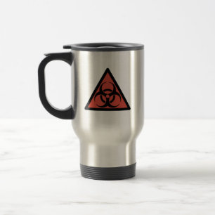 Red biohazard sign travel mug