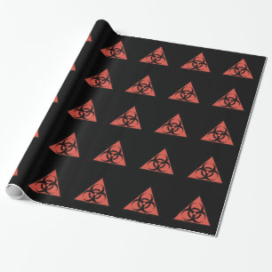 Red biohazard sign wrapping paper