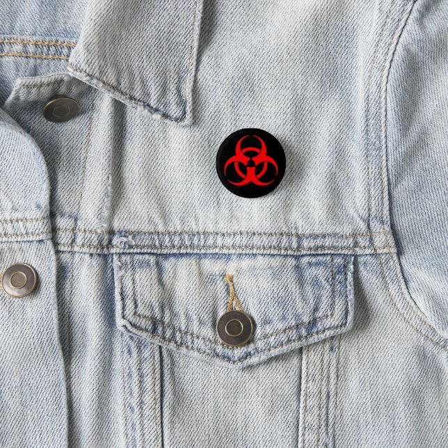 Red Biohazard Symbol 3 Cm Round Badge (In Situ)
