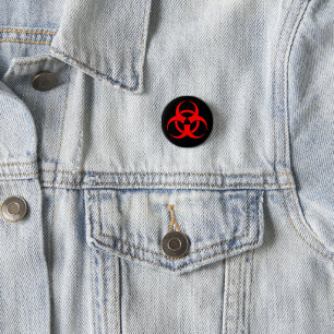 Red Biohazard Symbol 3 Cm Round Badge