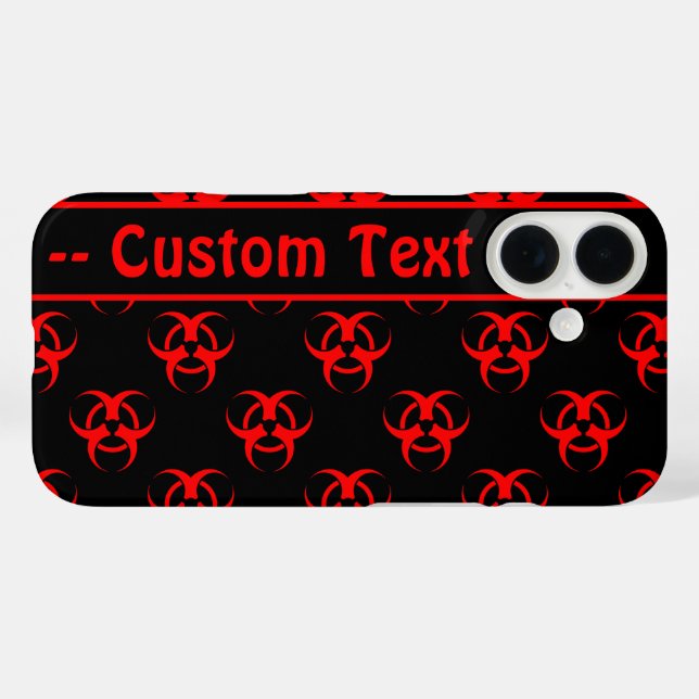 Red Biohazard w/ Custom Text Phone Case (Back (Horizontal))