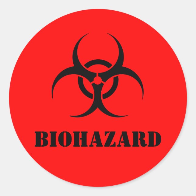 Red BIOHAZARD Warning Label Halloween Props (Front)