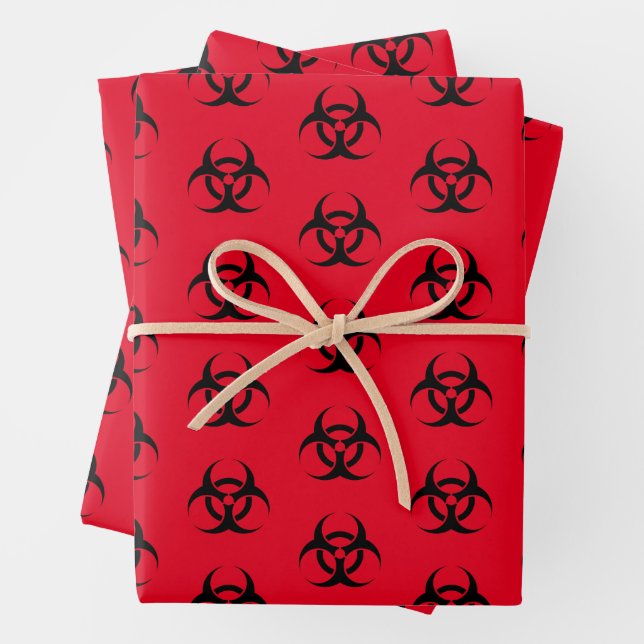 Red Biohazard  Wrapping Paper Sheet (In situ)