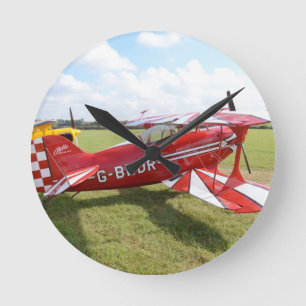 Red Biplane Round Clock