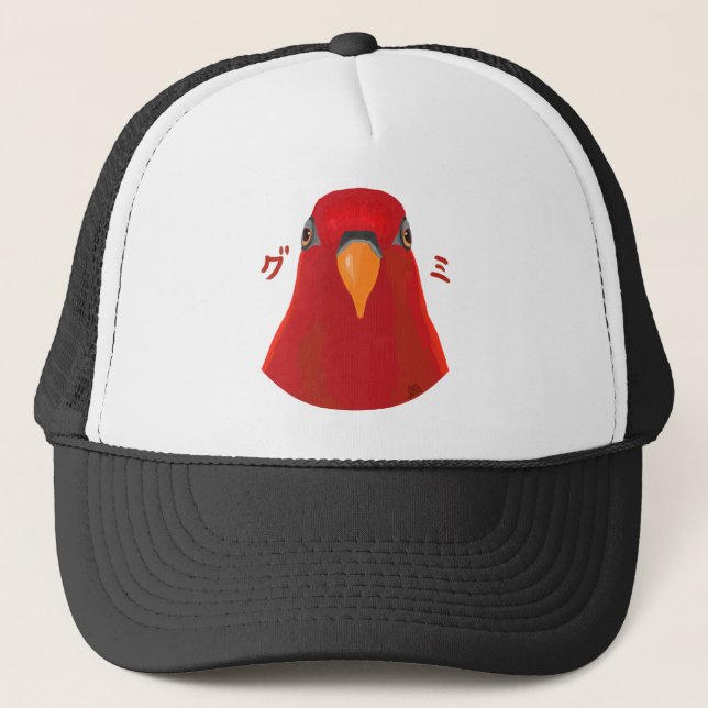 Red birb “GUMI” Trucker Hat (Front)