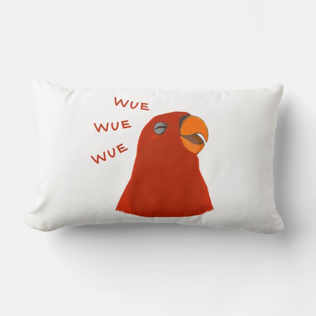 Red birb "GUMI" wuewuewuewuewue.....staring II Lumbar Cushion (Front)