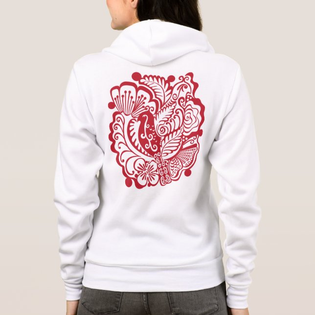 Red Bird and Butterfly Hoodie (Back)