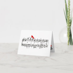 Red Bird and Music Note Card