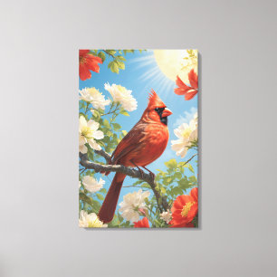 Red bird and sunshine  canvas print