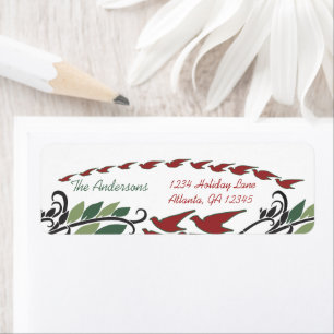 Red Bird Arch Leaf Swirl Art Nouveau Address