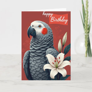 Red Bird Birthday Card