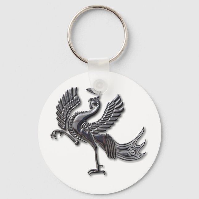 Red Bird blk glass Key Ring (Front)