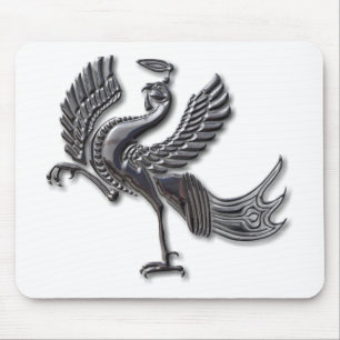 Red Bird blk glass Mouse Pad