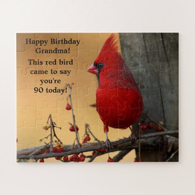 Red Bird Cardinal Large Pieces Gift Grandma Jigsaw Puzzle (Horizontal)