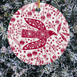 Red Bird Ceramic Tree Decoration<br><div class="desc">Red and white doves for peace.  Original art by Nic Squirrell.</div>