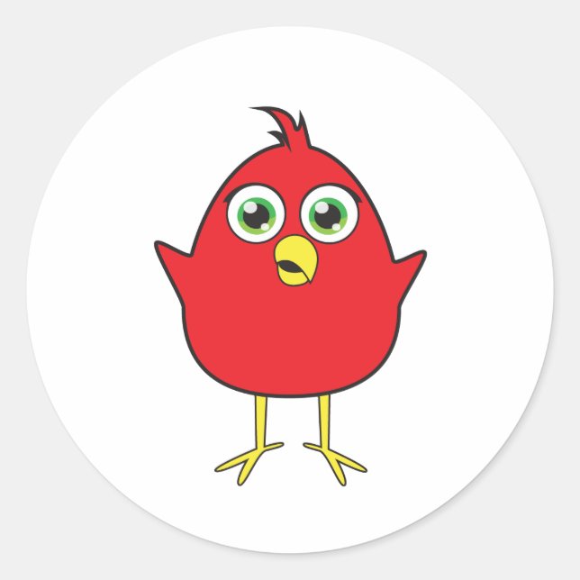 Red Bird Classic Round Sticker (Front)