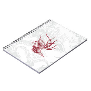 Red Bird & Floral Pattern Notebook