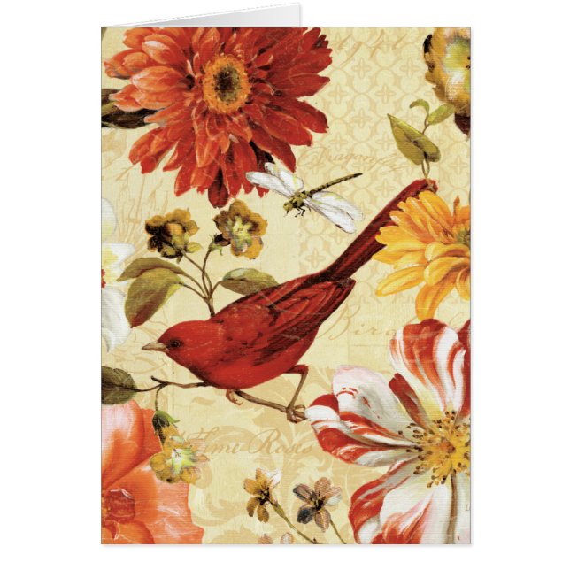 Red Bird in a Flower Garden (Front)