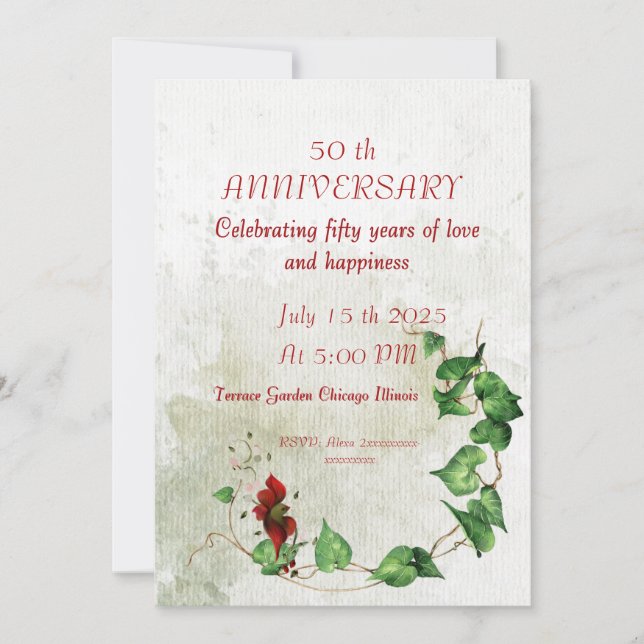 Red bird invitation  (Front)