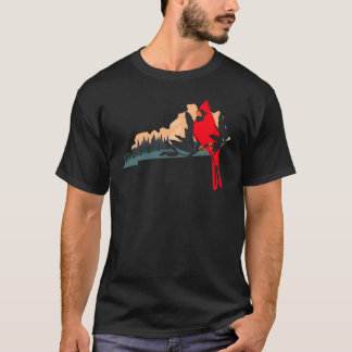 Red Bird On A Branch  T-Shirt