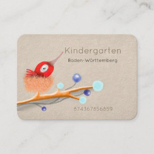 Red bird orange nest Blue berries Business Card