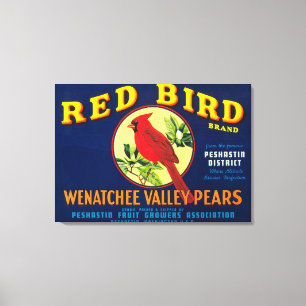 Red Bird Pear Crate LabelPashastin, WA Canvas Print