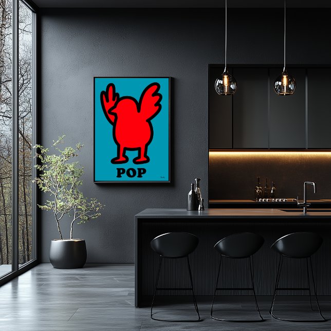 Red Bird Pop Art Poster – Fun Cartoon Animal Desig (Creator Uploaded)