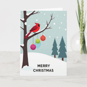 Red Bird Snowy Branch Card