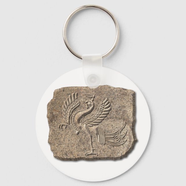 Red bird stone key ring (Front)