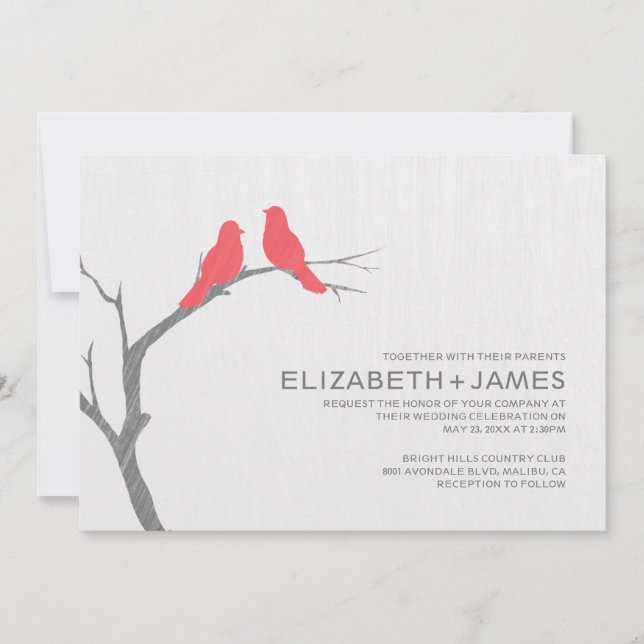 Red Bird Wedding Invitations (Front)