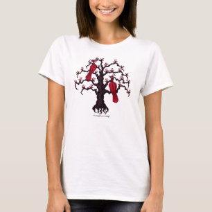 Red birds on tree graphic art cool hoodie design T-Shirt