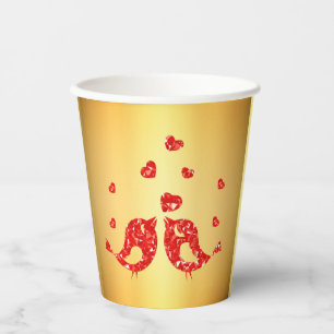 Red Birds Paper Cups