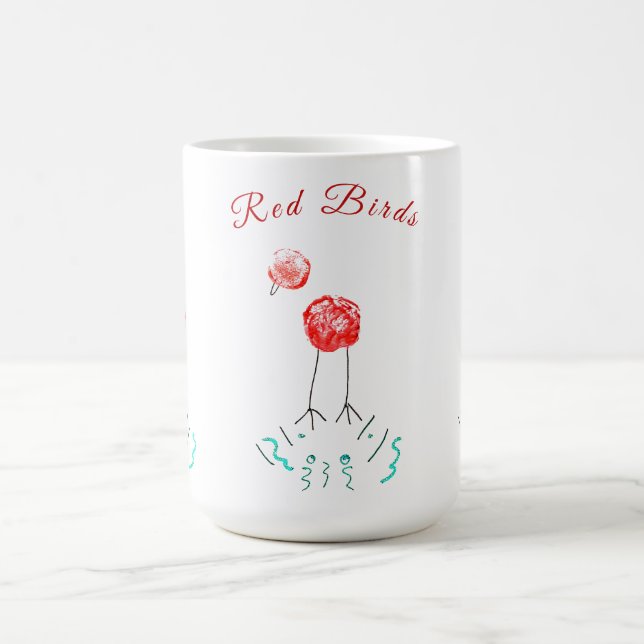 Red Birds - whimsical - artwork Coffee Mug (Center)