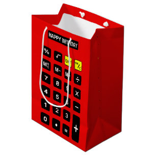Red Birthday Calculator Medium Gift Bag